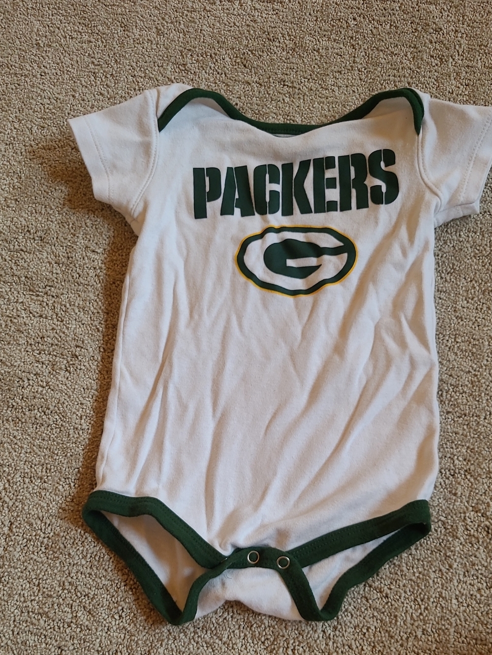 24m Packers White & Green Baby One-Piece